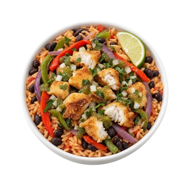 Baja Bowl - Crispy Wahoo & Black Beans