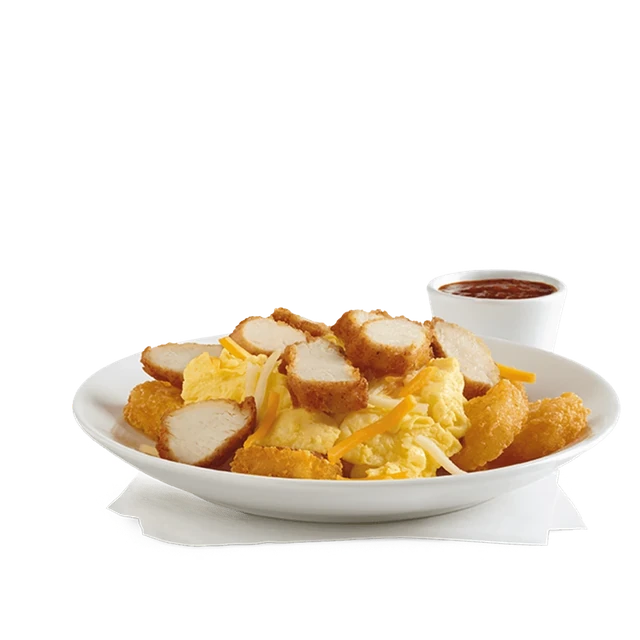 Hash Brown Scramble Bowl w/ Spicy Chicken - no hash browns