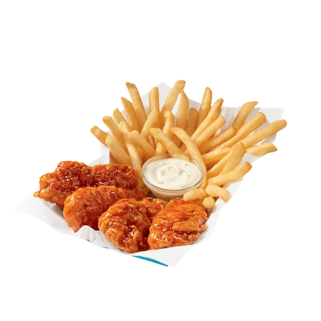 Buffalo Sauced & Tossed Chicken Strip Basket - 4 Piece Basket