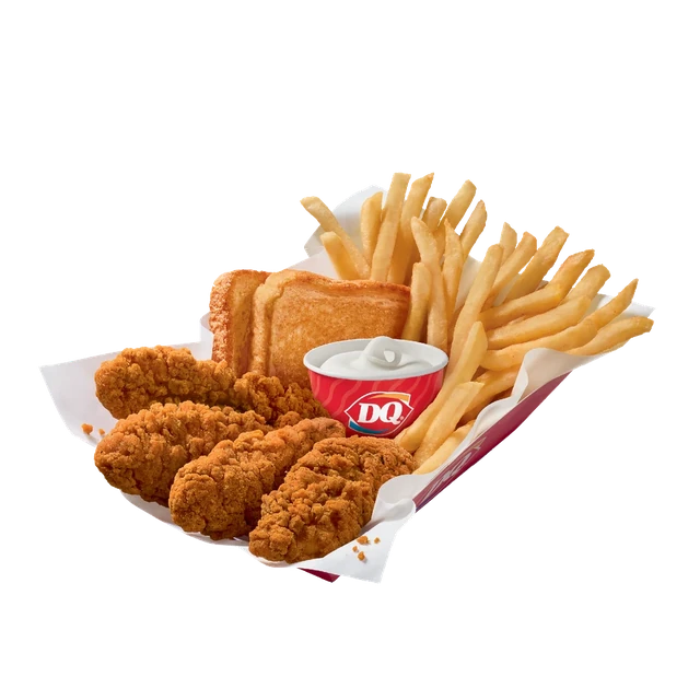 FlameThrower ® Chicken Strip Basket with Soft Serve Dipping Sauce - 4 piece basket