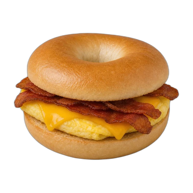 Kosher Veggie Bacon Egg and Cheese on a Plain Bagel