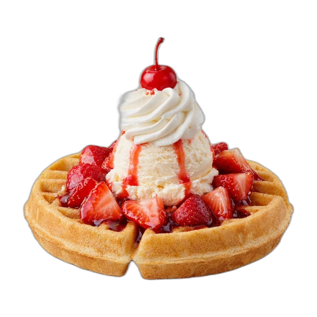 Waffle Sundae with Strawberriers