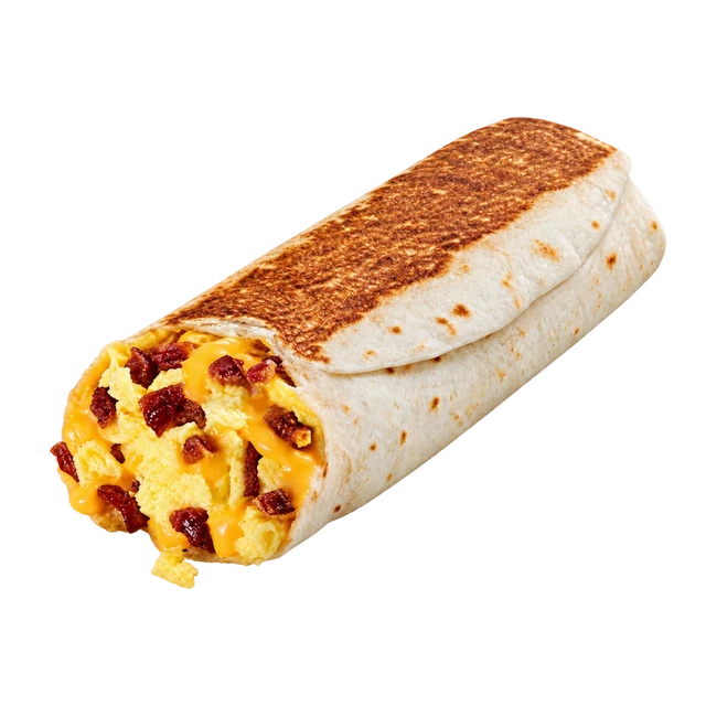 Cheesy Toasted Breakfast Burrito - Bacon