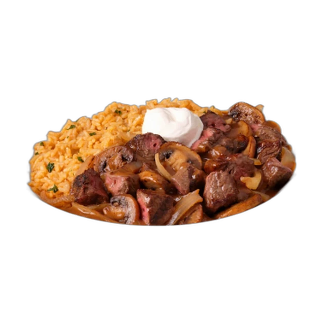 Beef Tips with Seasoned Rice